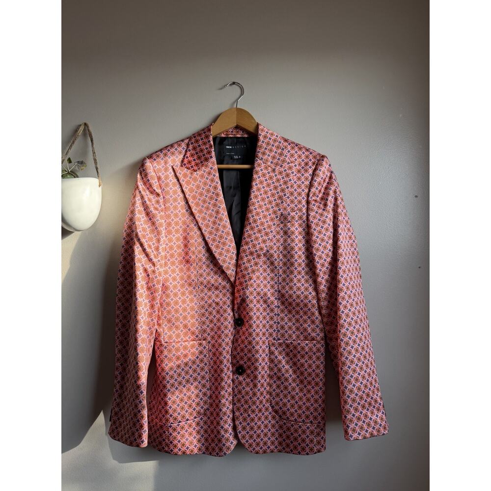 ASOS Design Men’s Silky 70s Print Tuxedo Suit Jacket Size 36